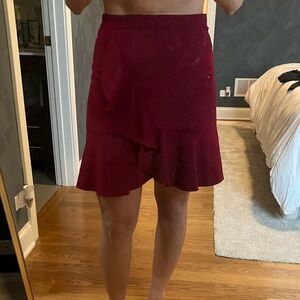 Burgundy above the knee skirt, great for the office
